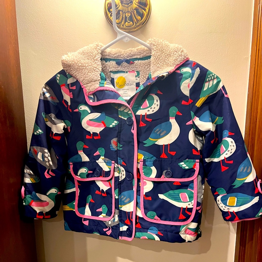 Mini Boden duck coat size 3-4Y